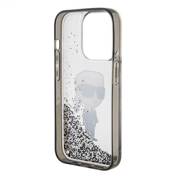 Karl Lagerfeld KLHCP15LLKKNSK Husă rigidă transparentă pentru iPhone 15 Pro 6.1 Liquid Glitter Ikonik"