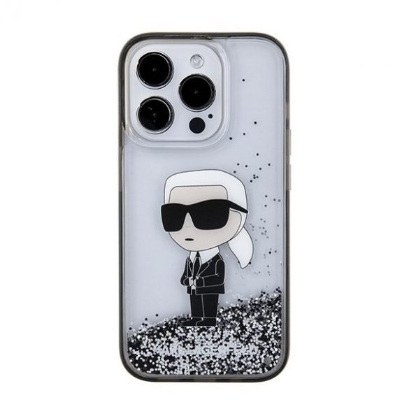 Karl Lagerfeld KLHCP15XLKKNSK iPhone 15 Pro Max 6.7 husă rigidă transparentă Liquid Glitter Ikonik"