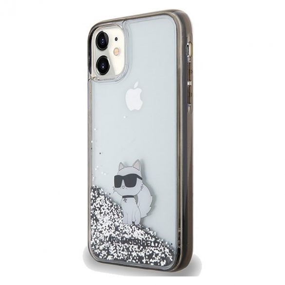 Karl Lagerfeld KLHCN61LKCNSK Husă rigidă transparentă pentru iPhone 11 / Xr 6.1 Liquid Glitter Choupette"