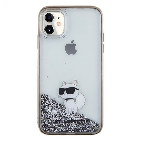 Karl Lagerfeld KLHCN61LKCNSK Husă rigidă transparentă pentru iPhone 11 / Xr 6.1 Liquid Glitter Choupette"