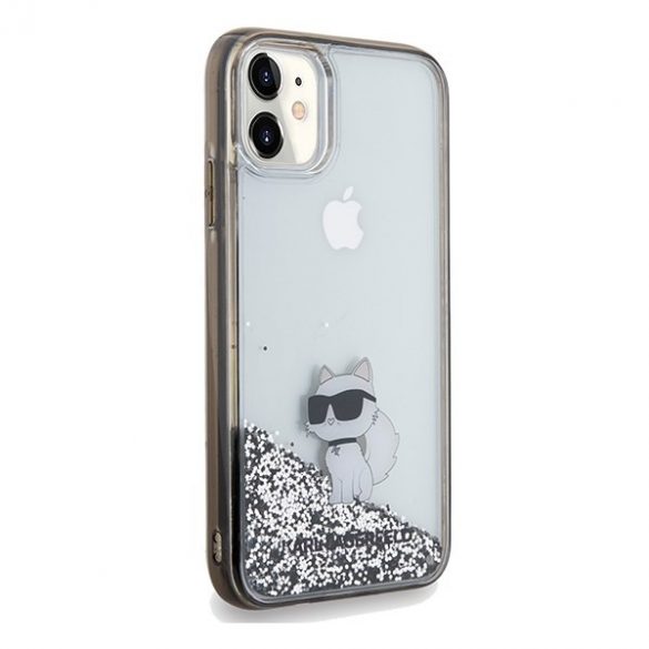 Karl Lagerfeld KLHCN61LKCNSK Husă rigidă transparentă pentru iPhone 11 / Xr 6.1 Liquid Glitter Choupette"