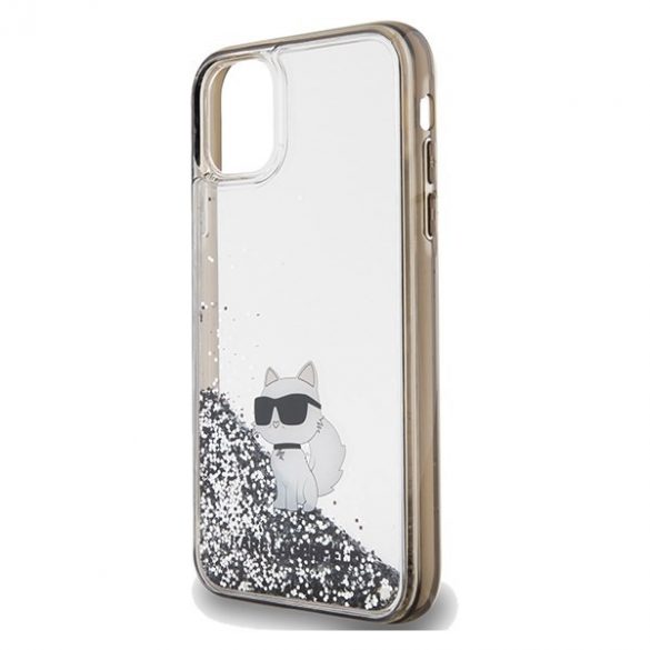 Karl Lagerfeld KLHCN61LKCNSK Husă rigidă transparentă pentru iPhone 11 / Xr 6.1 Liquid Glitter Choupette"