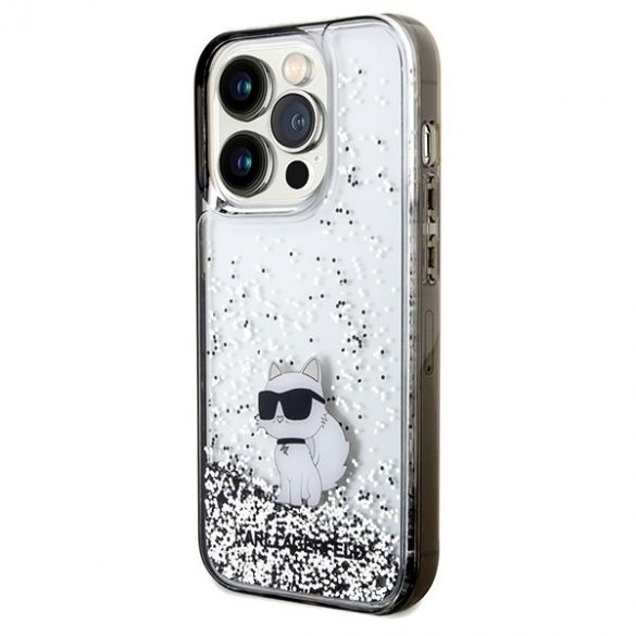 Karl Lagerfeld KLHCP14LLKCNSK Husă rigidă transparentă pentru iPhone 14 Pro 6.1 Liquid Glitter Choupette"