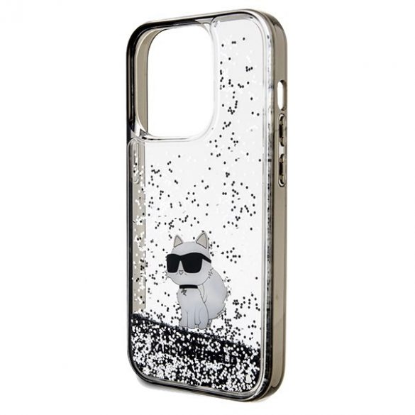 Karl Lagerfeld KLHCP14LLKCNSK Husă rigidă transparentă pentru iPhone 14 Pro 6.1 Liquid Glitter Choupette"