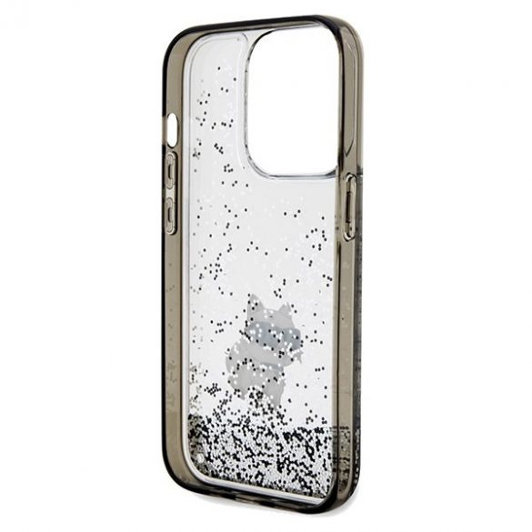 Karl Lagerfeld KLHCP14LLKCNSK Husă rigidă transparentă pentru iPhone 14 Pro 6.1 Liquid Glitter Choupette"