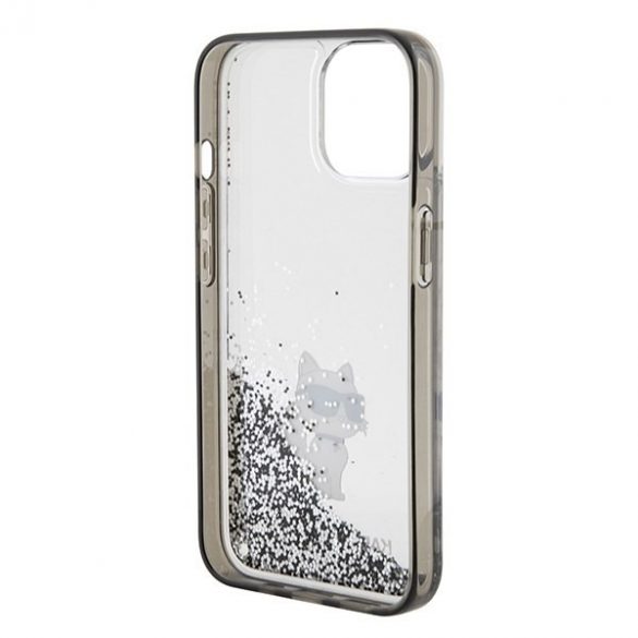 Karl Lagerfeld KLHCP15SLKCNSK iPhone 15 / 14 / 13 Husă rigidă transparentă de 6,1 inchi Liquid Glitter Choupette