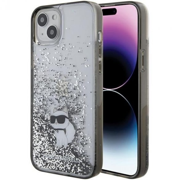 Karl Lagerfeld KLHCP15MLKCNSK iPhone 15 Plus / 14 Plus 6.7" transparent hard Husă Liquid Glitter Choupette