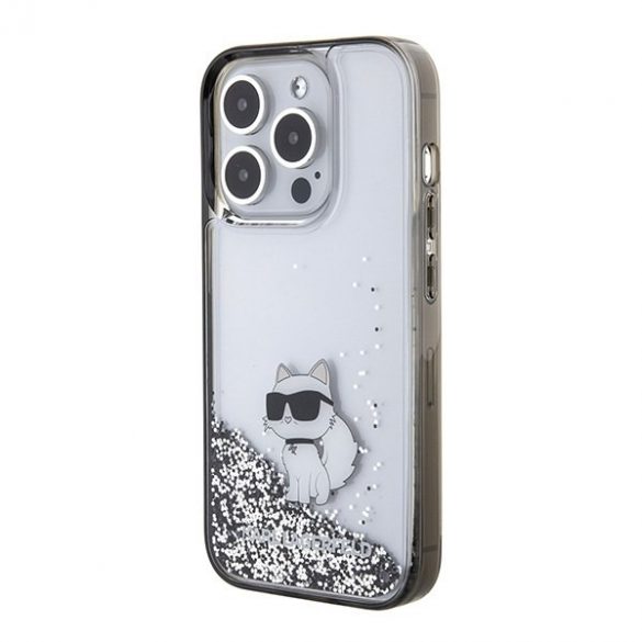 Karl Lagerfeld KLHCP15LLKCNSK iPhone 15 Pro 6.1 transparent hard Husă Liquid Glitter Choupette"