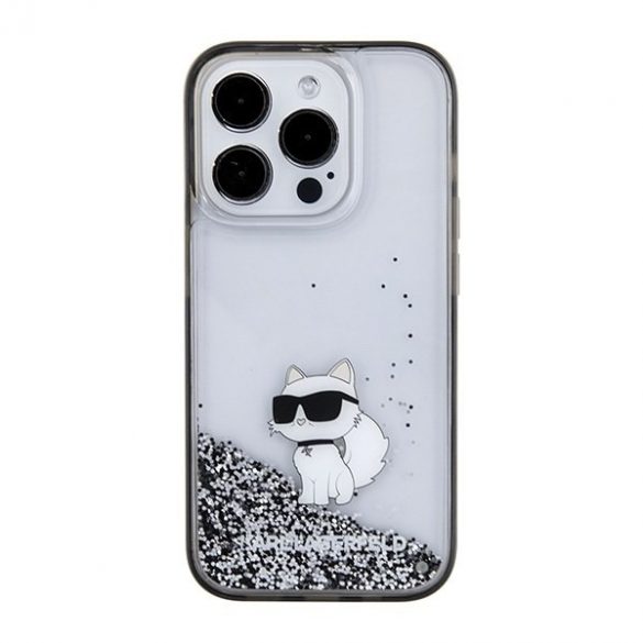 Karl Lagerfeld KLHCP15LLKCNSK iPhone 15 Pro 6.1 transparent hard Husă Liquid Glitter Choupette"