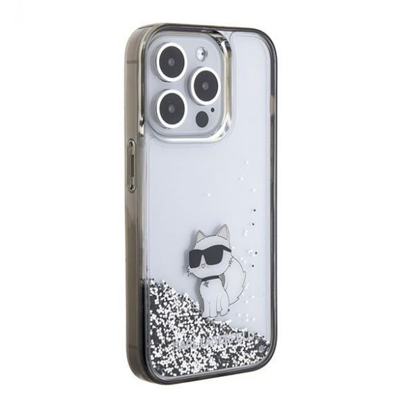 Karl Lagerfeld KLHCP15LLKCNSK iPhone 15 Pro 6.1 transparent hard Husă Liquid Glitter Choupette"