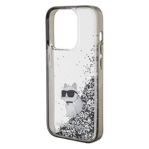 Karl Lagerfeld KLHCP15LLKCNSK iPhone 15 Pro 6.1 transparent hard Husă Liquid Glitter Choupette"