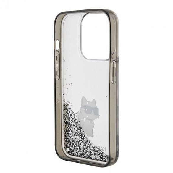 Karl Lagerfeld KLHCP15LLKCNSK iPhone 15 Pro 6.1 transparent hard Husă Liquid Glitter Choupette"