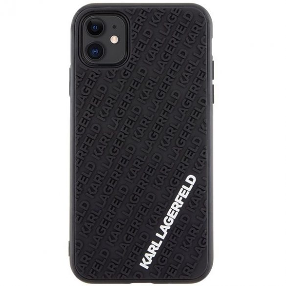 Karl Lagerfeld KLHCN613DMKRLK iPhone 11 / Xr 6.1 carcasă rigidă neagră 3D Cauciuc Multi Logo"