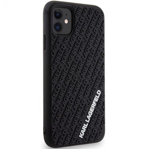 Karl Lagerfeld KLHCN613DMKRLK iPhone 11 / Xr 6.1 carcasă rigidă neagră 3D Cauciuc Multi Logo"