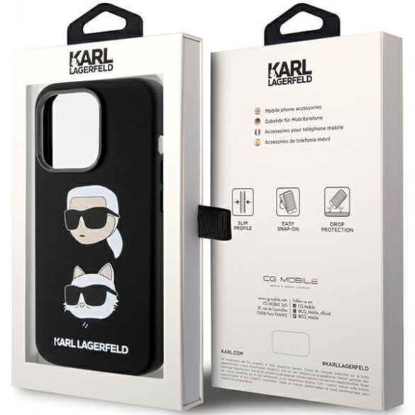 Karl Lagerfeld KLHCP15LSDHKCNK iPhone 15 Pro 6.1 czarny/negru Silicon Karl & Choupette Head"