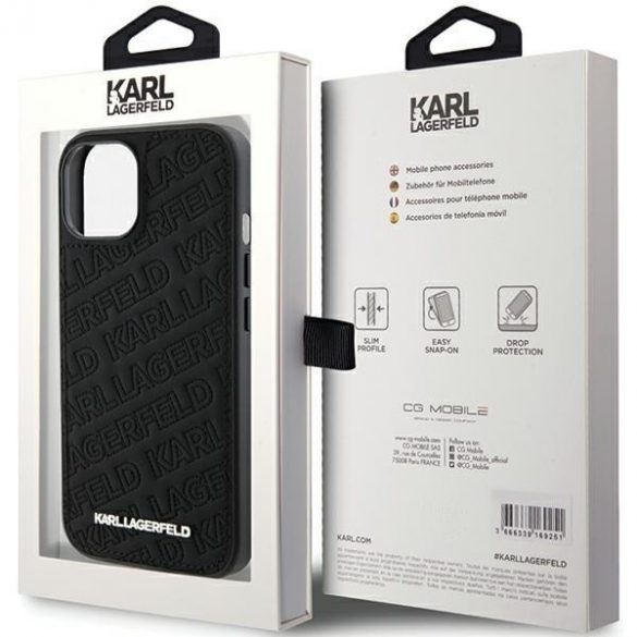 Karl Lagerfeld KLHCP15SPQKPMK iPhone 15 / 14 / 13 6.1" negru / negru hard Husă matlasat model K