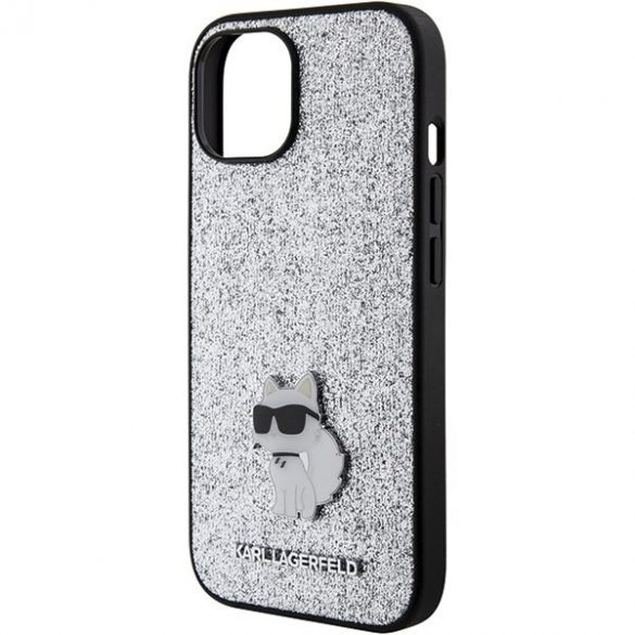 Karl Lagerfeld KLHCP15SGCNPSG iPhone 15 / 14 / 13 6.1" srebrny/silver hard Husă Fixed Glitter Choupette Logo Metal Pin