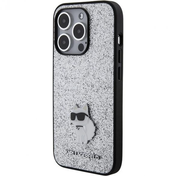 Karl Lagerfeld KLHCP15LGCNPSG iPhone 15 Pro 6.1 srebrny/silver hard Husă Fixed Glitter Choupette Logo Metal Pin"