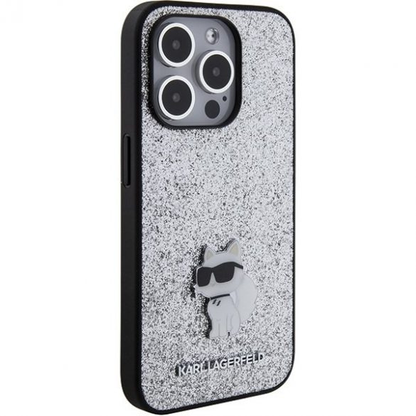 Karl Lagerfeld KLHCP15LGCNPSG iPhone 15 Pro 6.1 srebrny/silver hard Husă Fixed Glitter Choupette Logo Metal Pin"