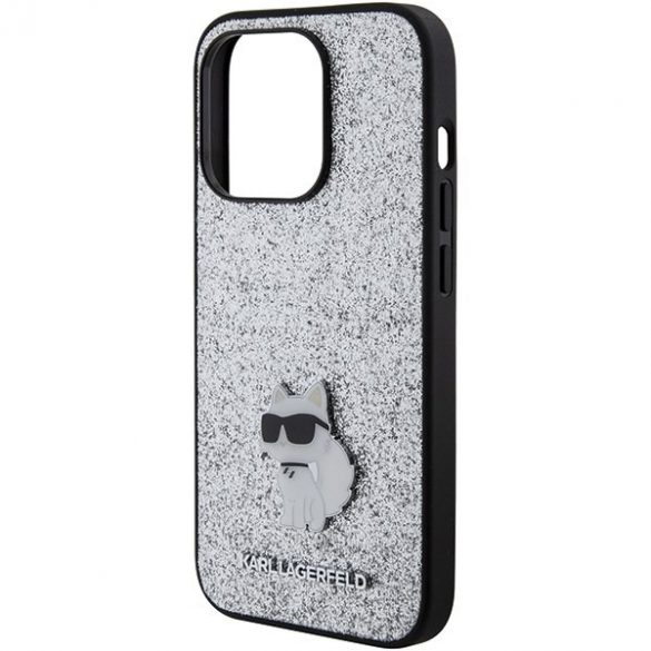 Karl Lagerfeld KLHCP15XGCNPSG iPhone 15 Pro Max 6.7 srebrny/silver hard Husă Fixed Glitter Choupette Logo Metal Pin"