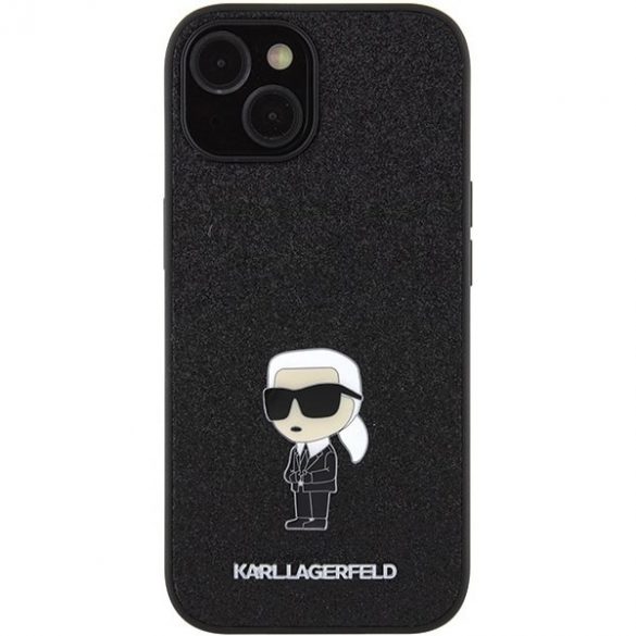 Karl Lagerfeld KLHCP15SGKNPSK iPhone 15 / 14 / 13 6.1" carcasă rigidă/neagră Fixed Glitter Ikonik Logo Metal Pin