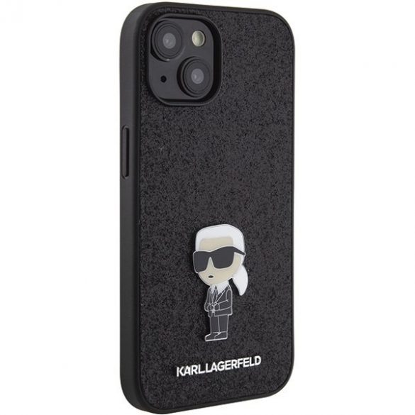 Karl Lagerfeld KLHCP15SGKNPSK iPhone 15 / 14 / 13 6.1" carcasă rigidă/neagră Fixed Glitter Ikonik Logo Metal Pin