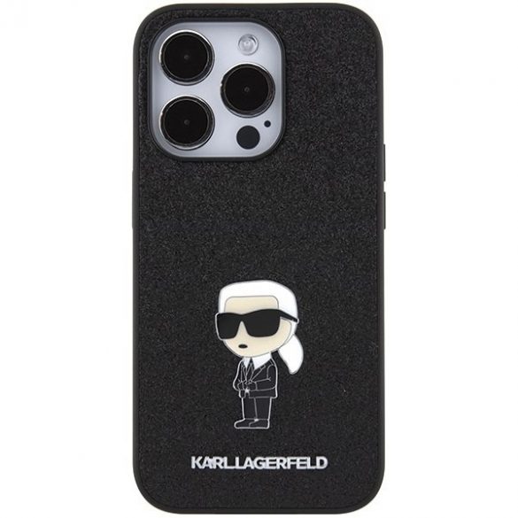 Karl Lagerfeld KLHCP15XGKNPSK iPhone 15 Pro Max 6.7 carcasă rigidă/neagră Fixed Glitter Ikonik Logo Metal Pin"