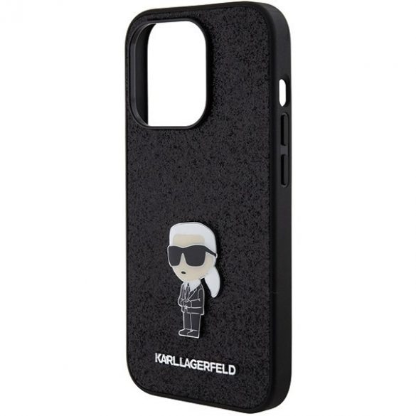 Karl Lagerfeld KLHCP15XGKNPSK iPhone 15 Pro Max 6.7 carcasă rigidă/neagră Fixed Glitter Ikonik Logo Metal Pin"