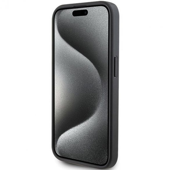 Karl Lagerfeld KLHCP15LSAPKCNPK iPhone 15 Pro 6.1 carcasă rigidă/neagră Saffiano Slot pentru carduri Karl&Choupette Metal Pin"