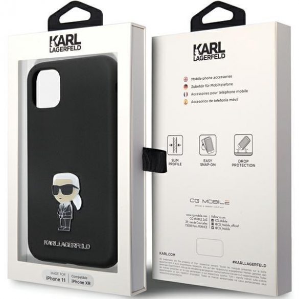 Karl Lagerfeld KLHCN61SMHKNPK iPhone 11 / Xr 6.1 czarny/negru Silicon Ikonik Metal Pin"