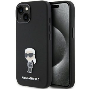 Karl Lagerfeld KLHCP15SSMHKNPK iPhone 15 / 14 / 13 6.1" czarny/negru Silicon Ikonik Metal Pin