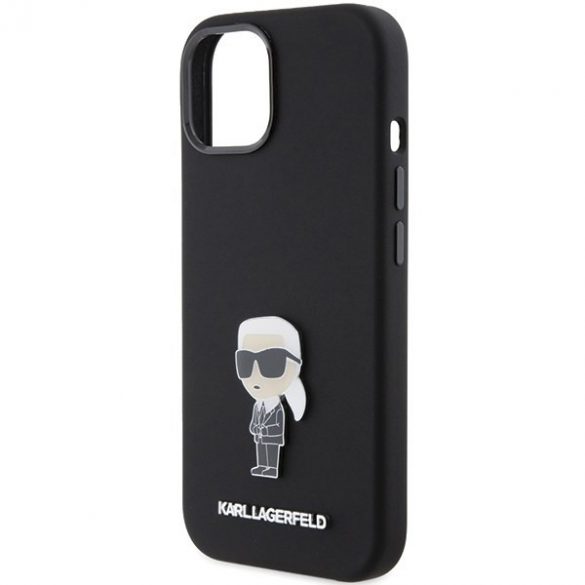 Karl Lagerfeld KLHCP15SSMHKNPK iPhone 15 / 14 / 13 6.1" czarny/negru Silicon Ikonik Metal Pin