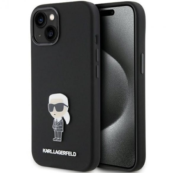 Karl Lagerfeld KLHCP15MSMHKNPK iPhone 15 Plus / 14 Plus 6,7" czarny/negru Silicon Ikonik Metal Pin