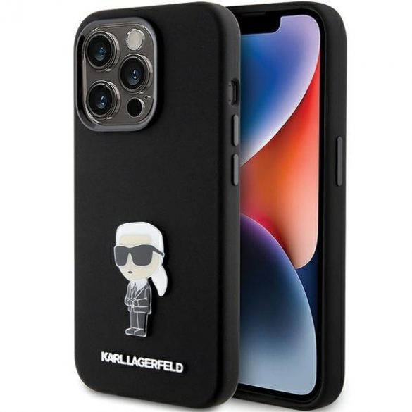 Karl Lagerfeld KLHCP15LSMHKNPK iPhone 15 Pro 6.1 czarny/negru Silicon Ikonik Metal Pin"