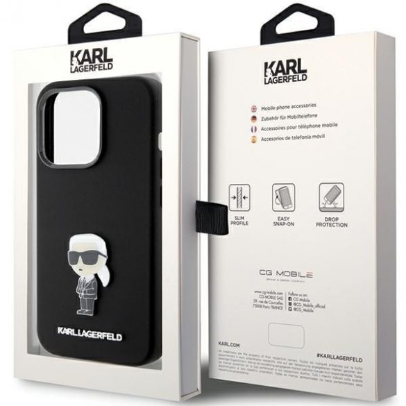 Karl Lagerfeld KLHCP15LSMHKNPK iPhone 15 Pro 6.1 czarny/negru Silicon Ikonik Metal Pin"