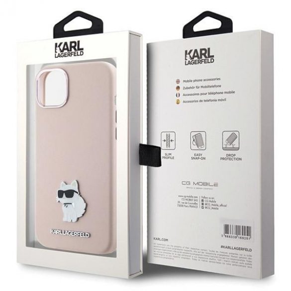 Karl Lagerfeld KLHCP15SSMHCNPP iPhone 15 / 14 / 13 6.1" rożowy/roz Silicon Choupette Metal Pin