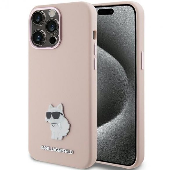 Karl Lagerfeld KLHCP15LSMHCNPP iPhone 15 Pro 6.1 rożowy/roz Silicon Choupette Metal Pin"