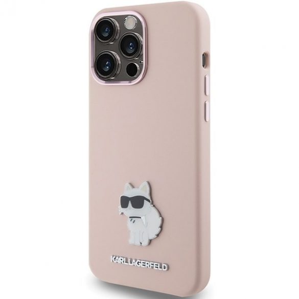 Karl Lagerfeld KLHCP15LSMHCNPP iPhone 15 Pro 6.1 rożowy/roz Silicon Choupette Metal Pin"