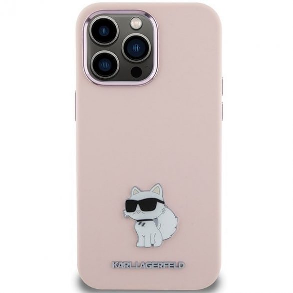 Karl Lagerfeld KLHCP15LSMHCNPP iPhone 15 Pro 6.1 rożowy/roz Silicon Choupette Metal Pin"