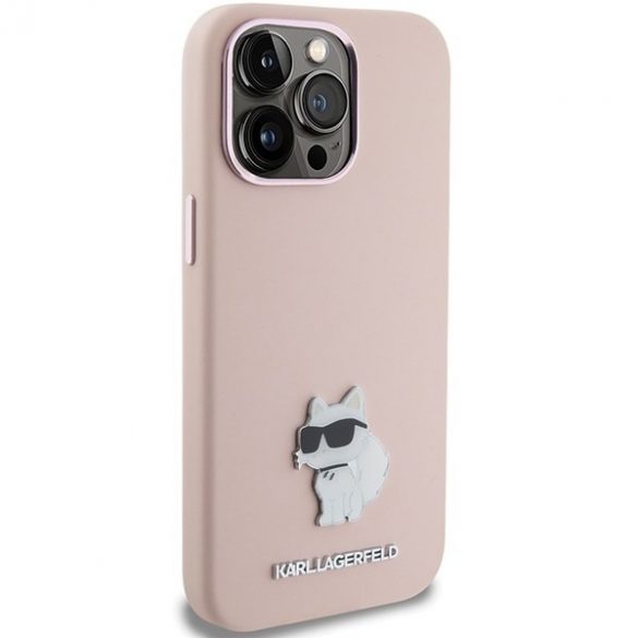 Karl Lagerfeld KLHCP15LSMHCNPP iPhone 15 Pro 6.1 rożowy/roz Silicon Choupette Metal Pin"