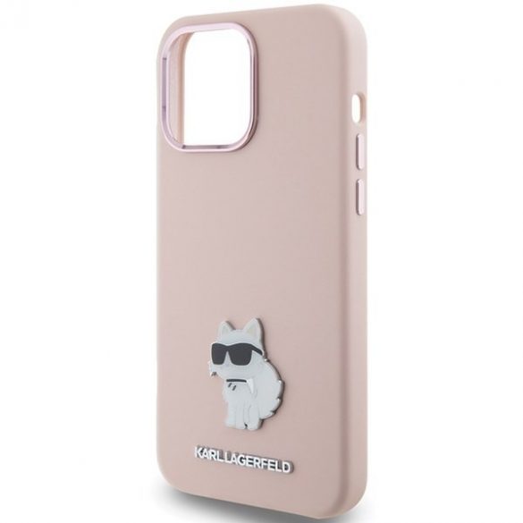 Karl Lagerfeld KLHCP15LSMHCNPP iPhone 15 Pro 6.1 rożowy/roz Silicon Choupette Metal Pin"