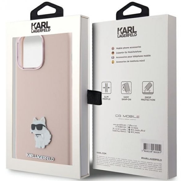 Karl Lagerfeld KLHCP15LSMHCNPP iPhone 15 Pro 6.1 rożowy/roz Silicon Choupette Metal Pin"