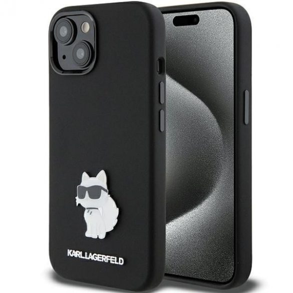 Karl Lagerfeld KLHCP15SSMHCNPK iPhone 15 / 14 / 13 6.1" czarny/negru Silicon Choupette Metal Pin