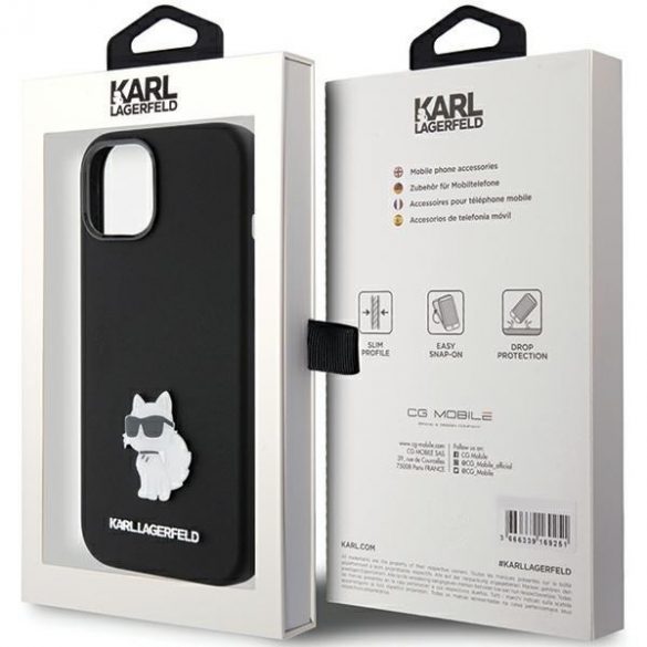 Karl Lagerfeld KLHCP15SSMHCNPK iPhone 15 / 14 / 13 6.1" czarny/negru Silicon Choupette Metal Pin