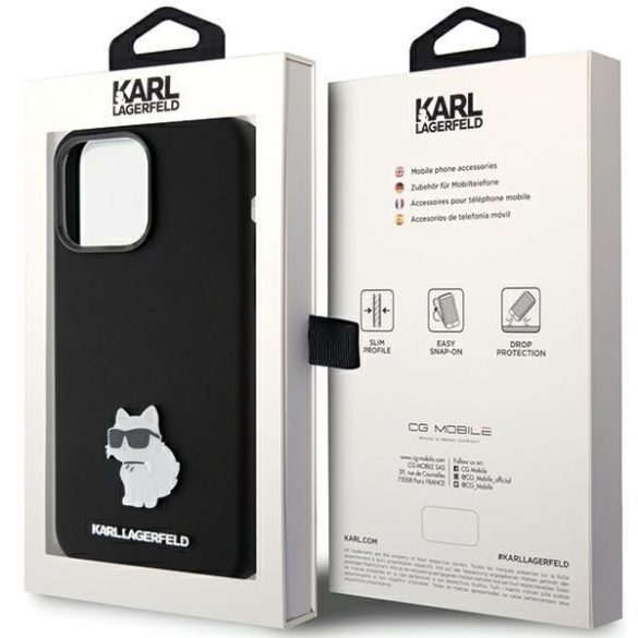 Karl Lagerfeld KLHCP15LSMHCNPK iPhone 15 Pro 6.1 czarny/negru Silicon Choupette Metal Pin"