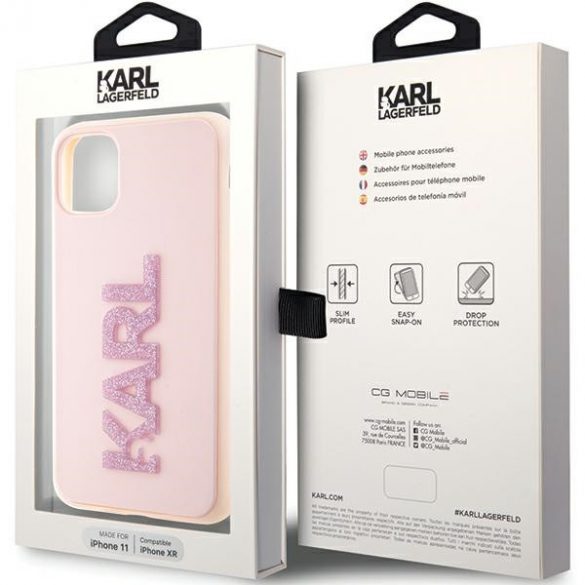 Karl Lagerfeld KLHCN613DMBKCP iPhone 11 / Xr 6.1 roz/roz hard Husă 3D Rubber Glitter Logo"