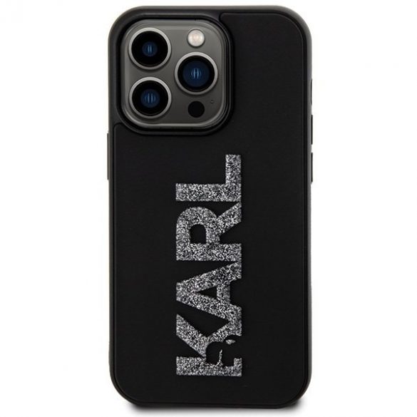 Karl Lagerfeld KLHCP15L3DMBKCK iPhone 15 Pro 6.1 negru / negru hard Husă 3D cauciuc Glitter Logo"