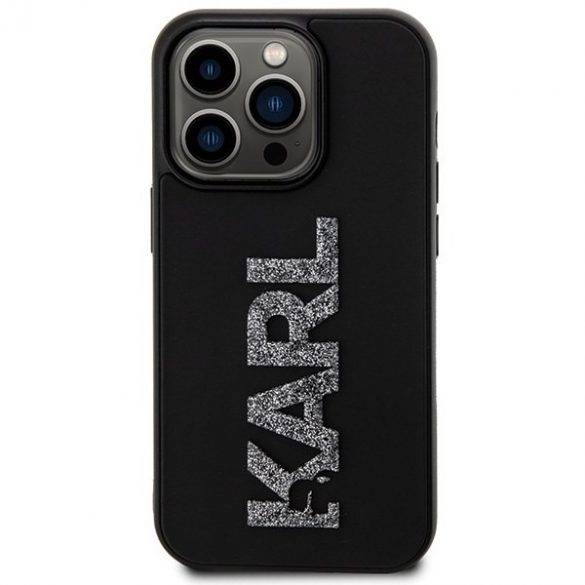 Karl Lagerfeld KLHCP15X3DMBKCK iPhone 15 Pro Max 6.7 carcasă rigidă/neagră Logo 3D cu sclipici din cauciuc"