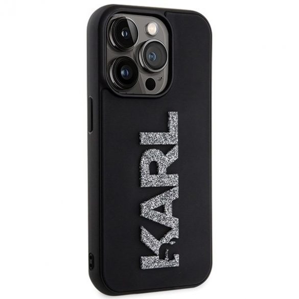 Karl Lagerfeld KLHCP15X3DMBKCK iPhone 15 Pro Max 6.7 carcasă rigidă/neagră Logo 3D cu sclipici din cauciuc"