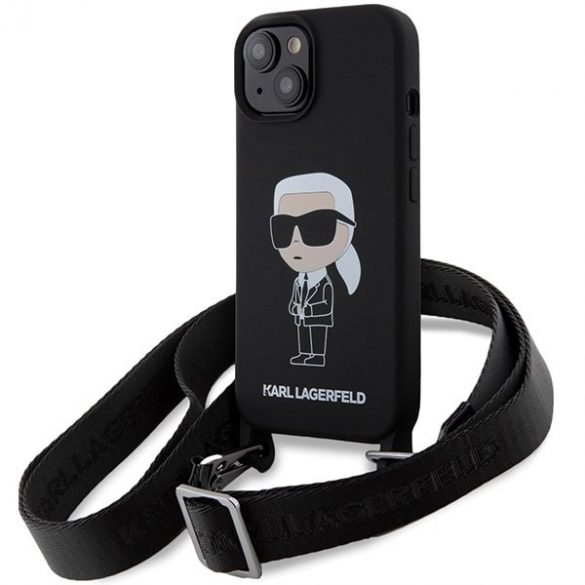 Karl Lagerfeld KLHCP15SSCBSKNK iPhone 15 / 14 / 13 6.1" hardcase czarny/negru Crossbody Silicon Ikonik